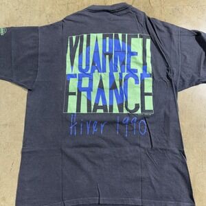 Vintage Vuarnet France Shirt Mens Large Black Hiver 1990 Graphic Made USA 90s